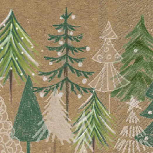 Green and White Trees Guest Towels, brown paper or green paper