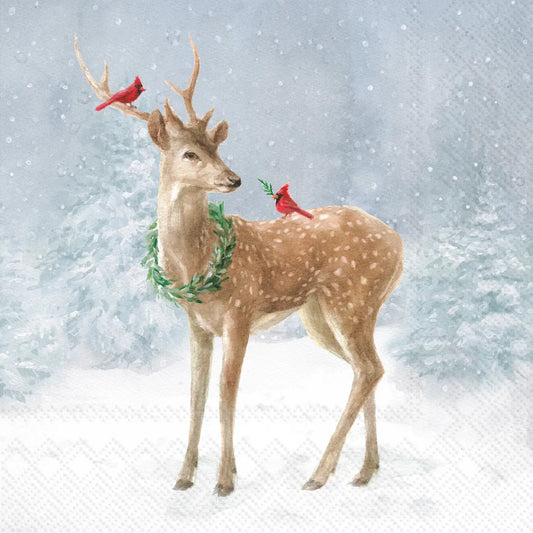 Deer in Snow, Blue