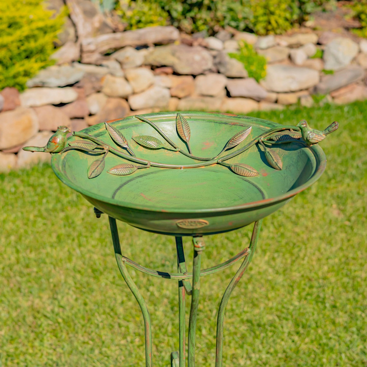 "Two Birds" Iron Birdbath - 3 Color Options