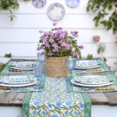 Pomegranate Blue Table Runner