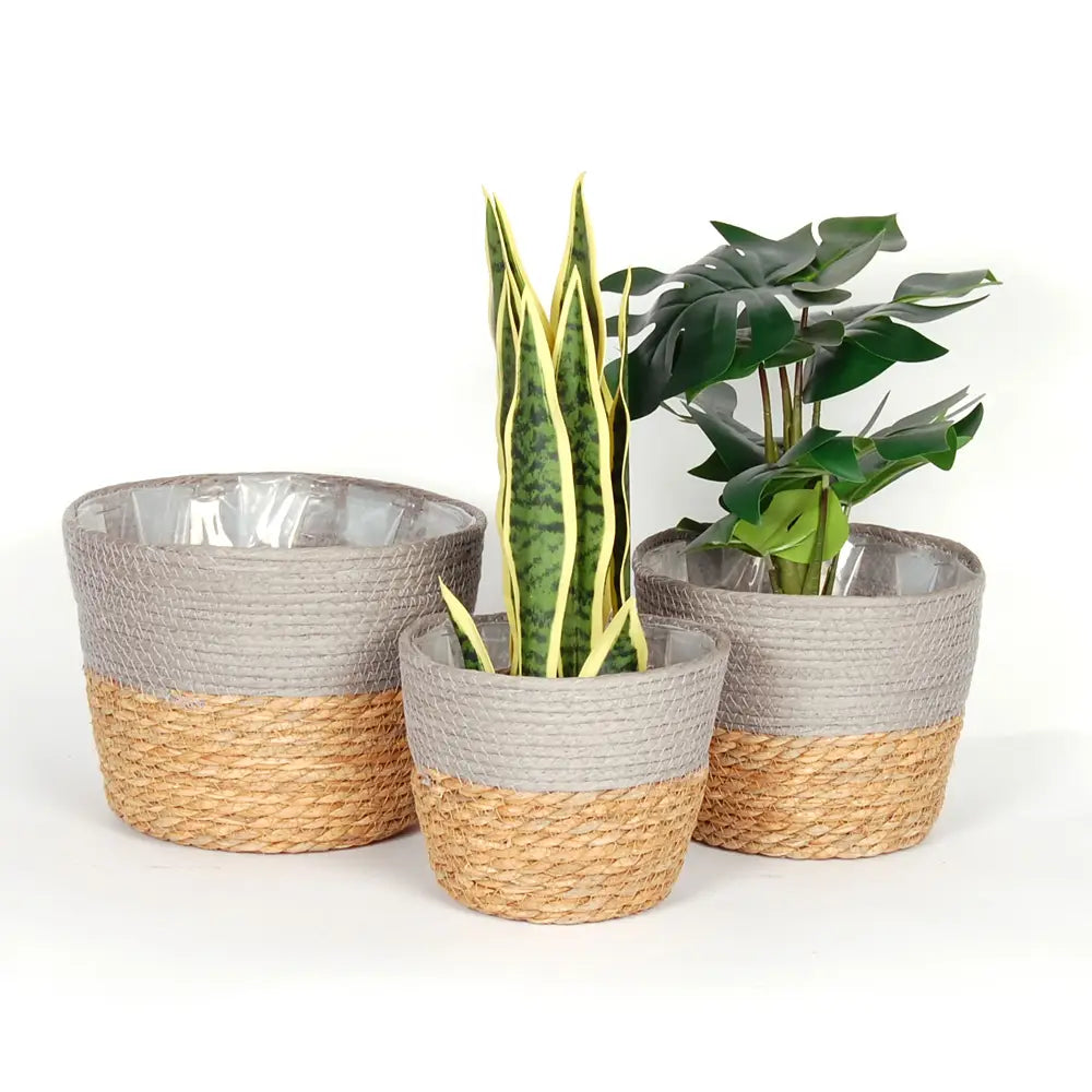 Silver Lined Baskets, grey, gray