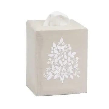 Garden Linen Leaves Fabric Tissue Box Cover