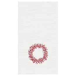 Berry Wreath Waffle Towel, red