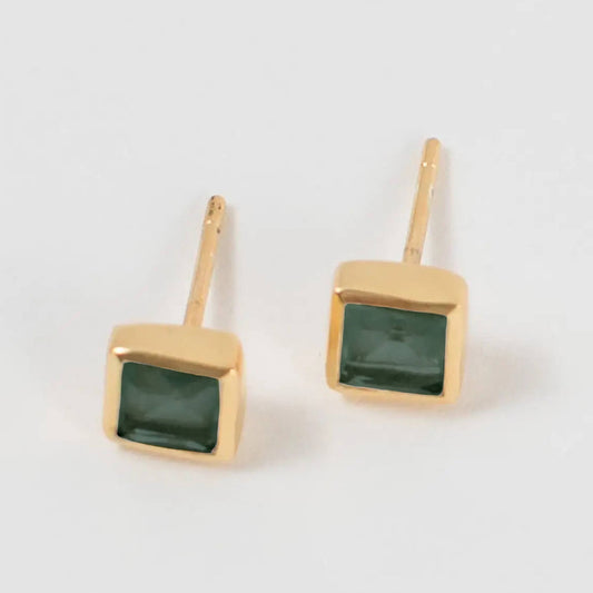 Fair and Square Earrings,  chalcedony