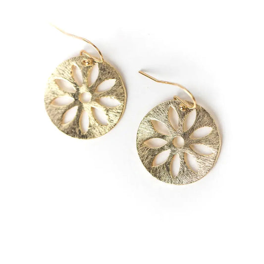 Brushed Gold Flower Earrings