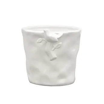 Bird On Branch Cache Pot, White