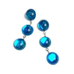 Three Blue Stone Drop Earrings