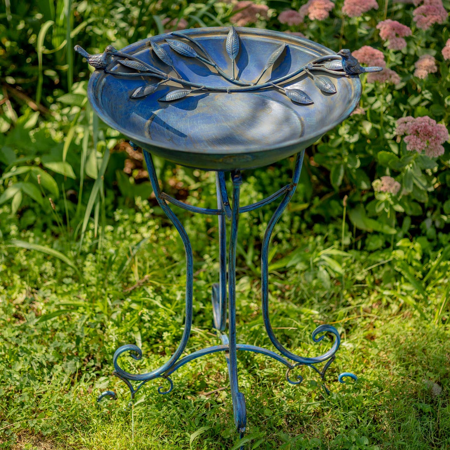 "Two Birds" Iron Birdbath - 3 Color Options