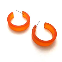 Orange Frosted Hoop Earrings