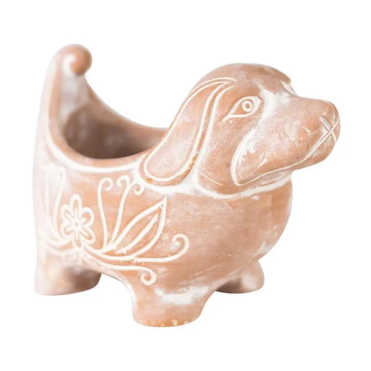 Terracotta Dog Planter, pot