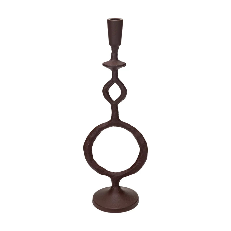 Circle Candle Holder, taper, brown