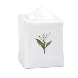 Lily of the Valley Fabric Tissue Box Cover, linen
