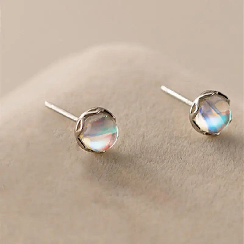 Tiny Moonstone Stud Earrings