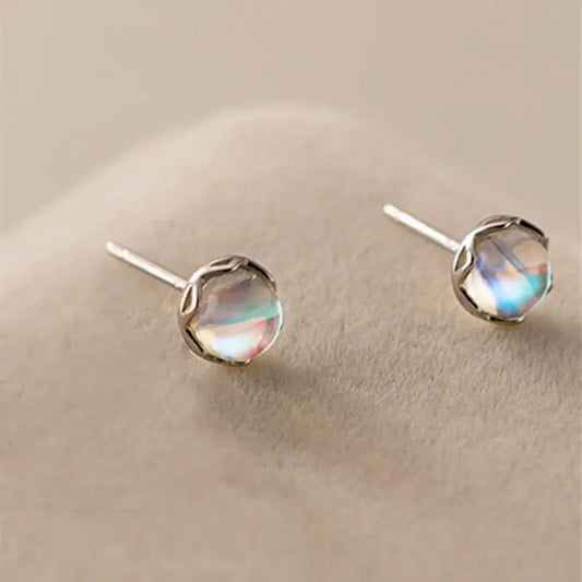 Tiny Moonstone Stud Earrings