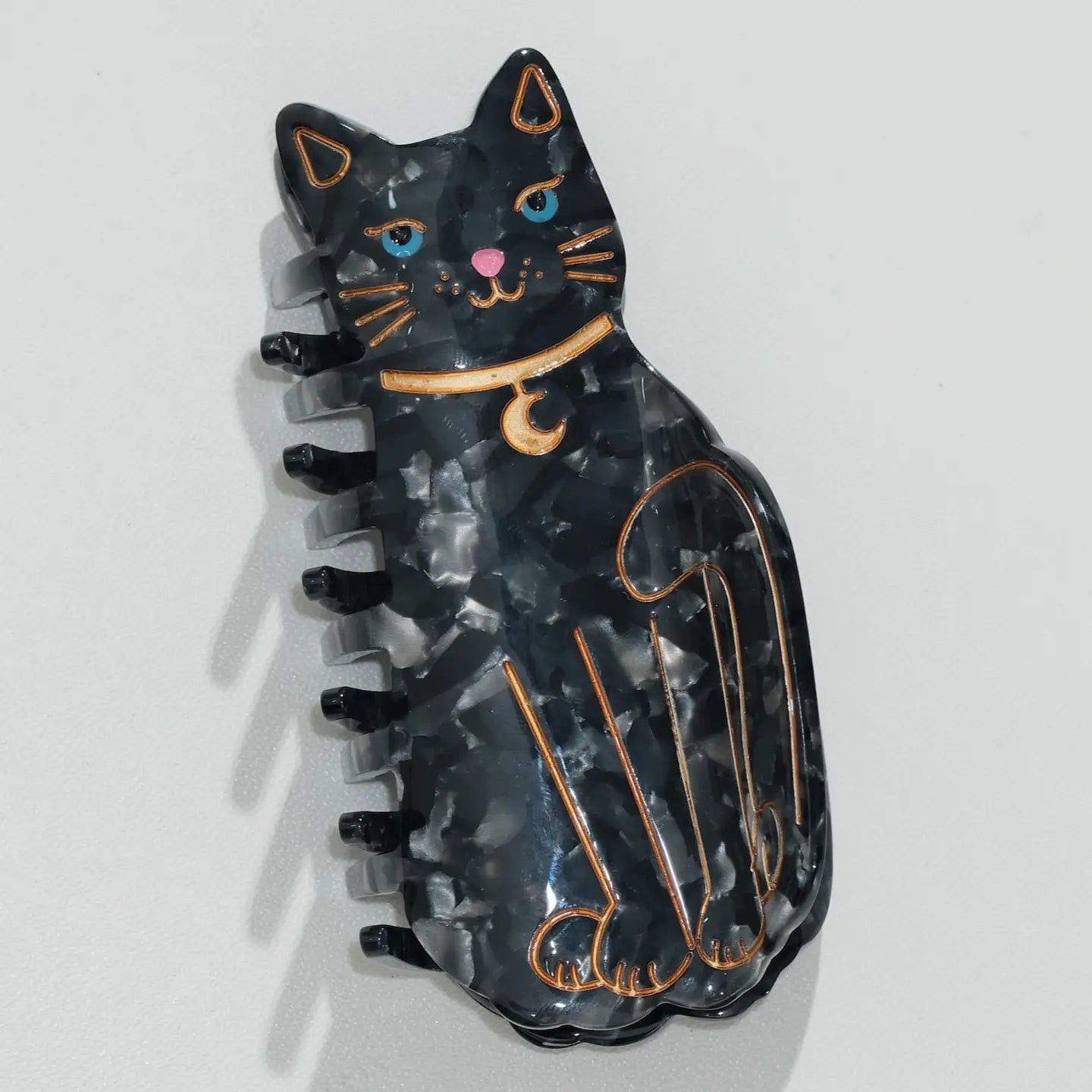 Moon Black Cat Claw Clip