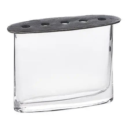 Ov Glass Vase with cast Iron Lid