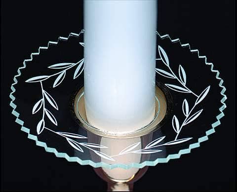 Glass Bobeche  With Etched  Leaves