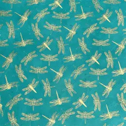 Dragonfly, Gold  on Sea Green Paper