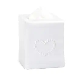 Flower Heart Fabric White Tissue Box Cover, linen