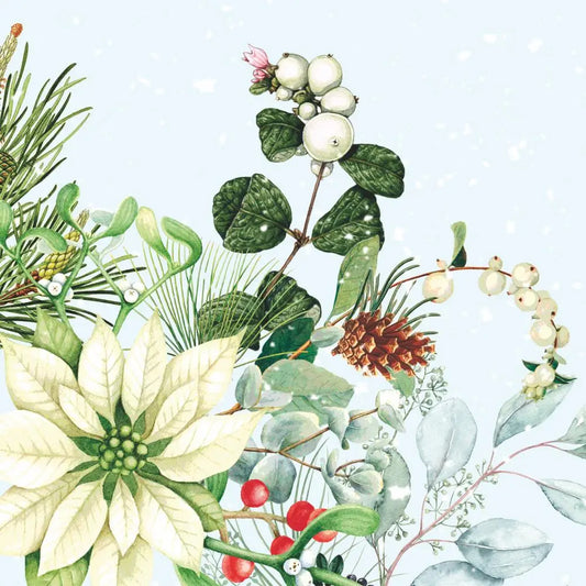 White Poinsettia  Cocktail Napkins