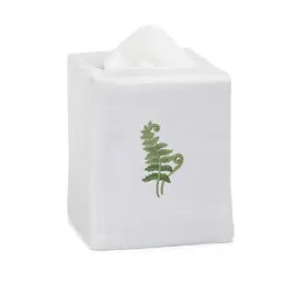 Fern Fronds Fabric Tissue Box Cover, fiddlehead, linen
