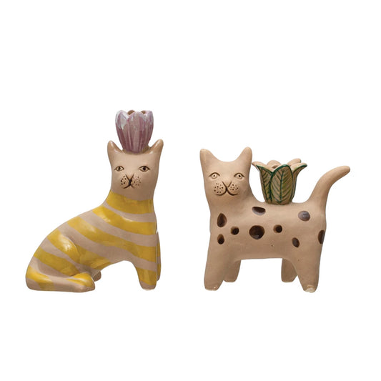 Cat Candle Holders, A pair , Tapers
