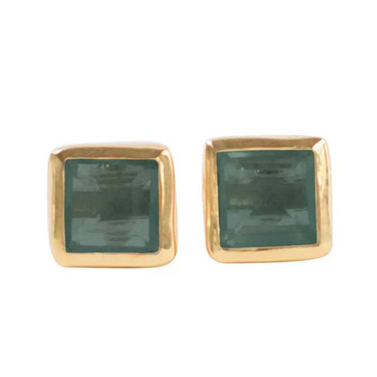 Fair and Square Earrings,  chalcedony