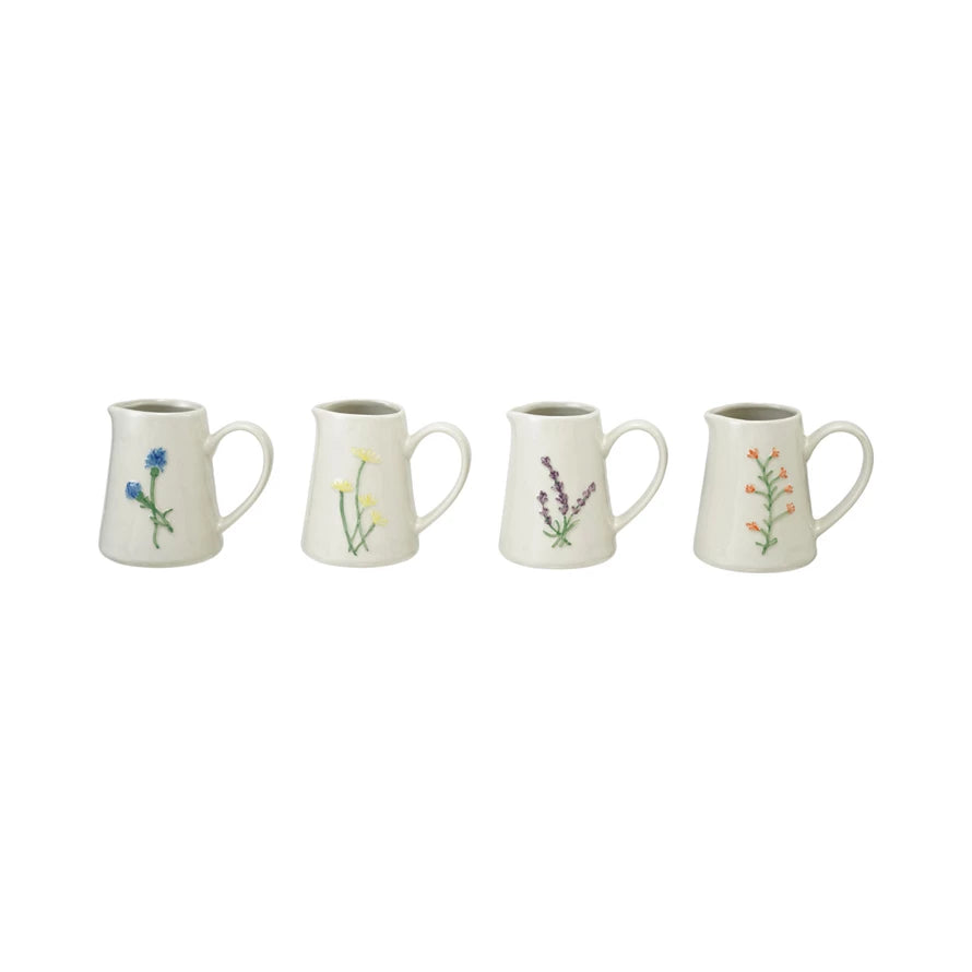 Flowered pitcher, small creamer, 4 oz.