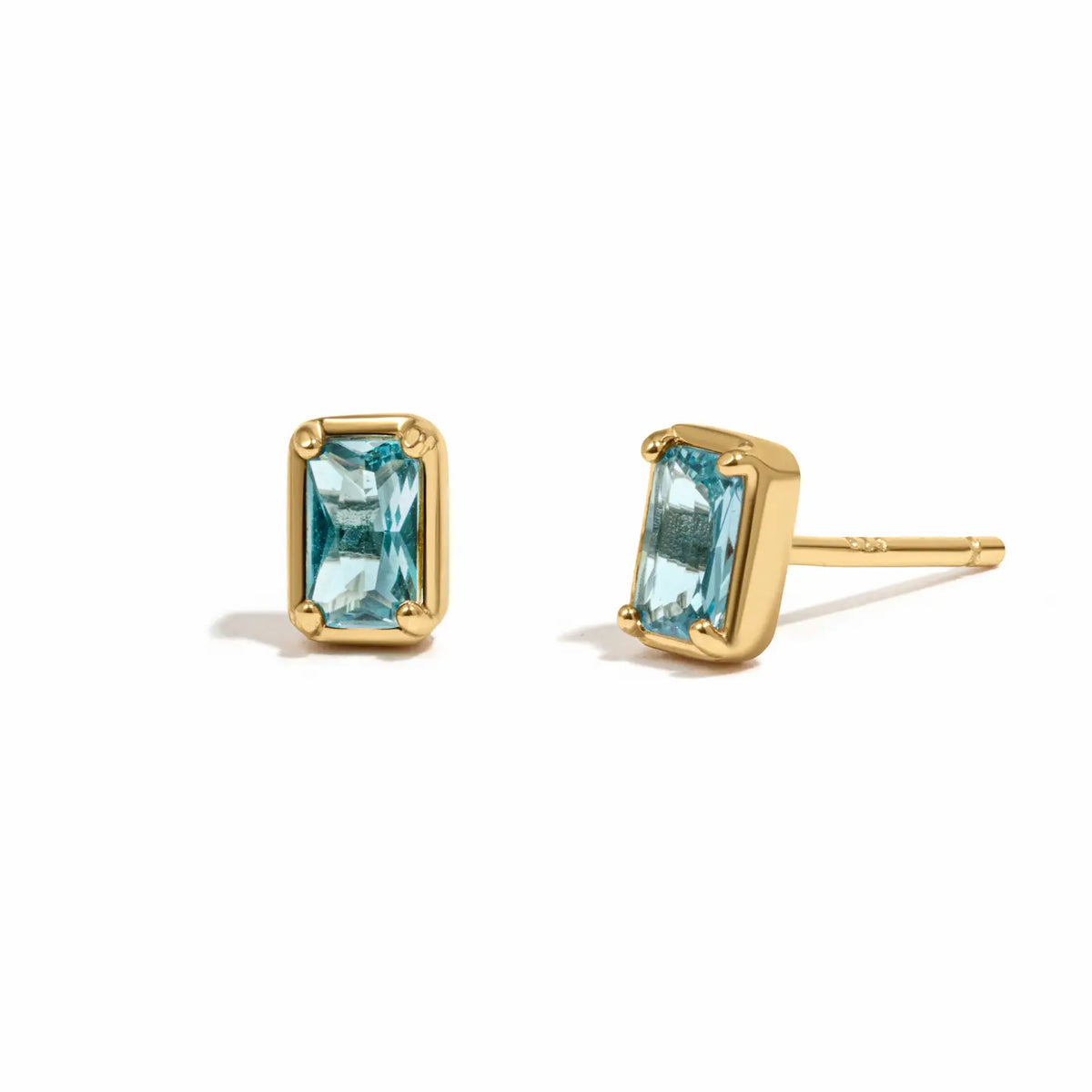 Aquamarine Baguette Studs