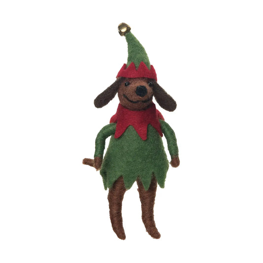 Dog Elf Ornament