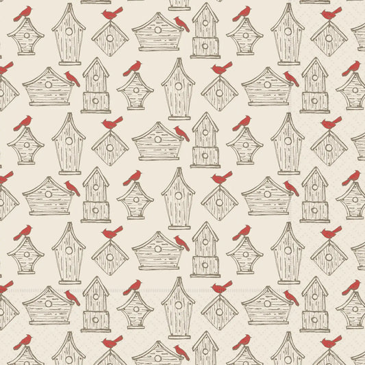 Cardinal Birdhouse Cocktail Napkins