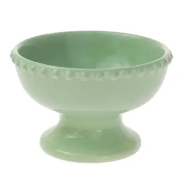 6" Diameter Beaded Aqua Pedestal Bowl