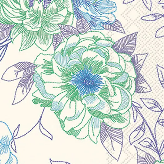 In Full Bloom Blue Paper Guest Towel