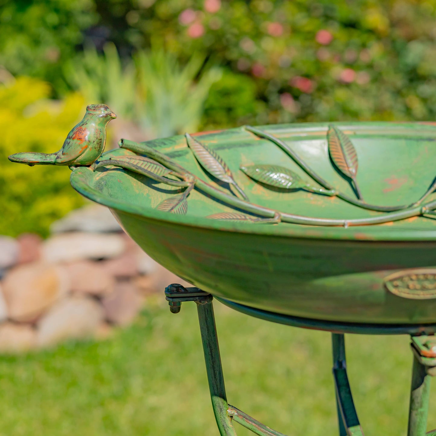 "Two Birds" Iron Birdbath - 3 Color Options