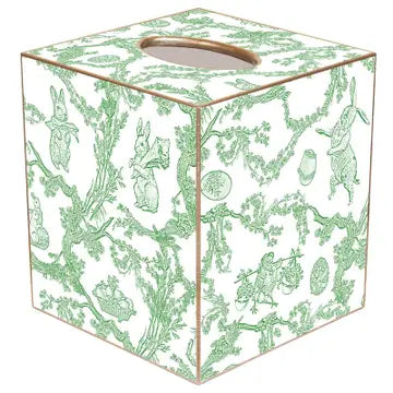 Green Bunny Toile Tissue Box