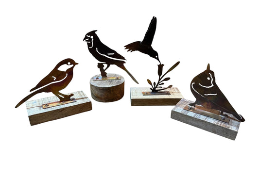 Copper Bird on a Wooden Base