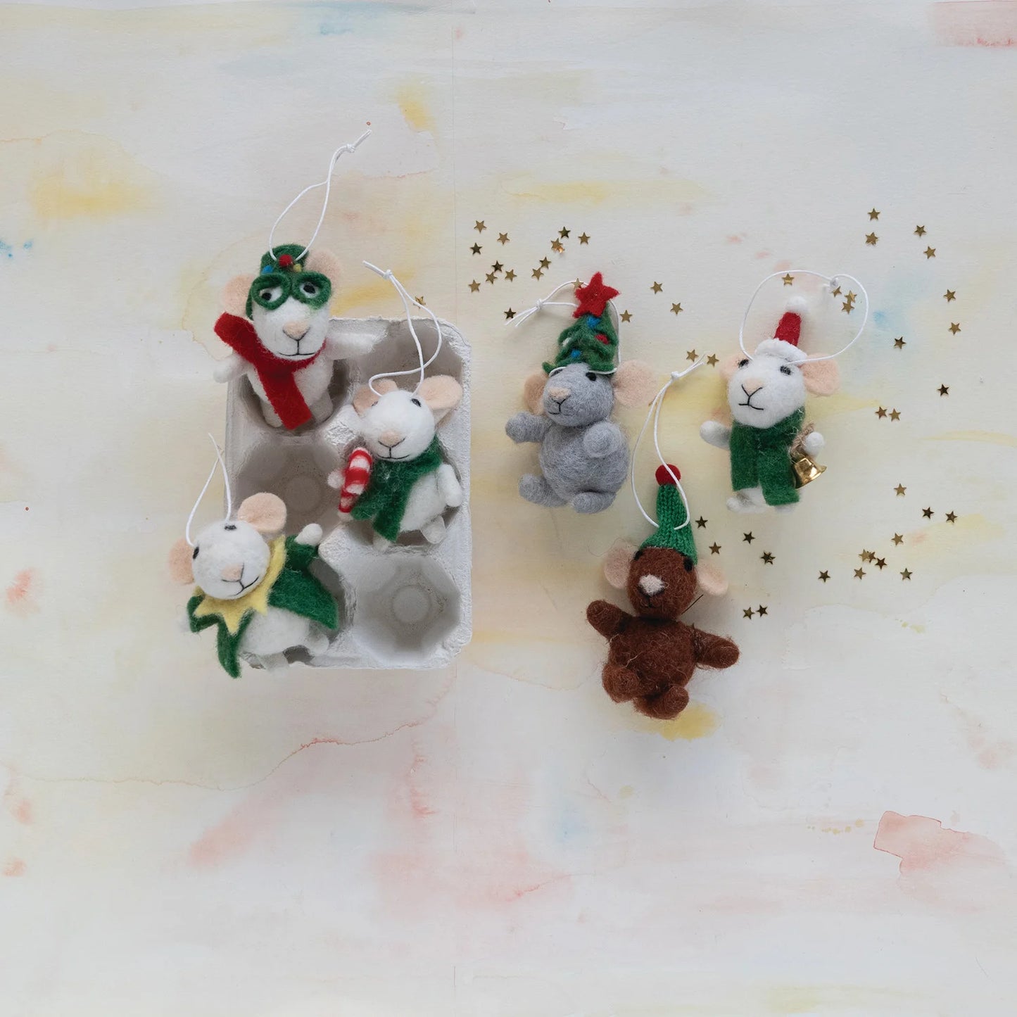 Wool Mouse Ornaments