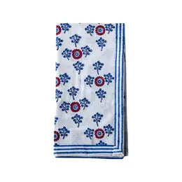 Napkins, Red and Blue Circle and Flower