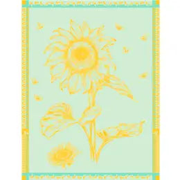 Yellow Sunflower on Aqua Towel