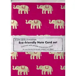 Gold and Pink Elephant Notecard, note card
