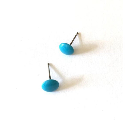 Turquoise Tiny Disc Stud Earrings