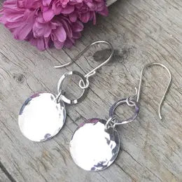 Circle Time Hammered Sterling Silver Earrings