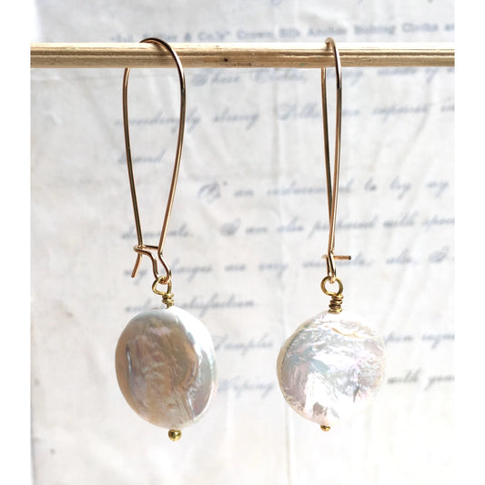 Big Coin Pearl Drop Earrings