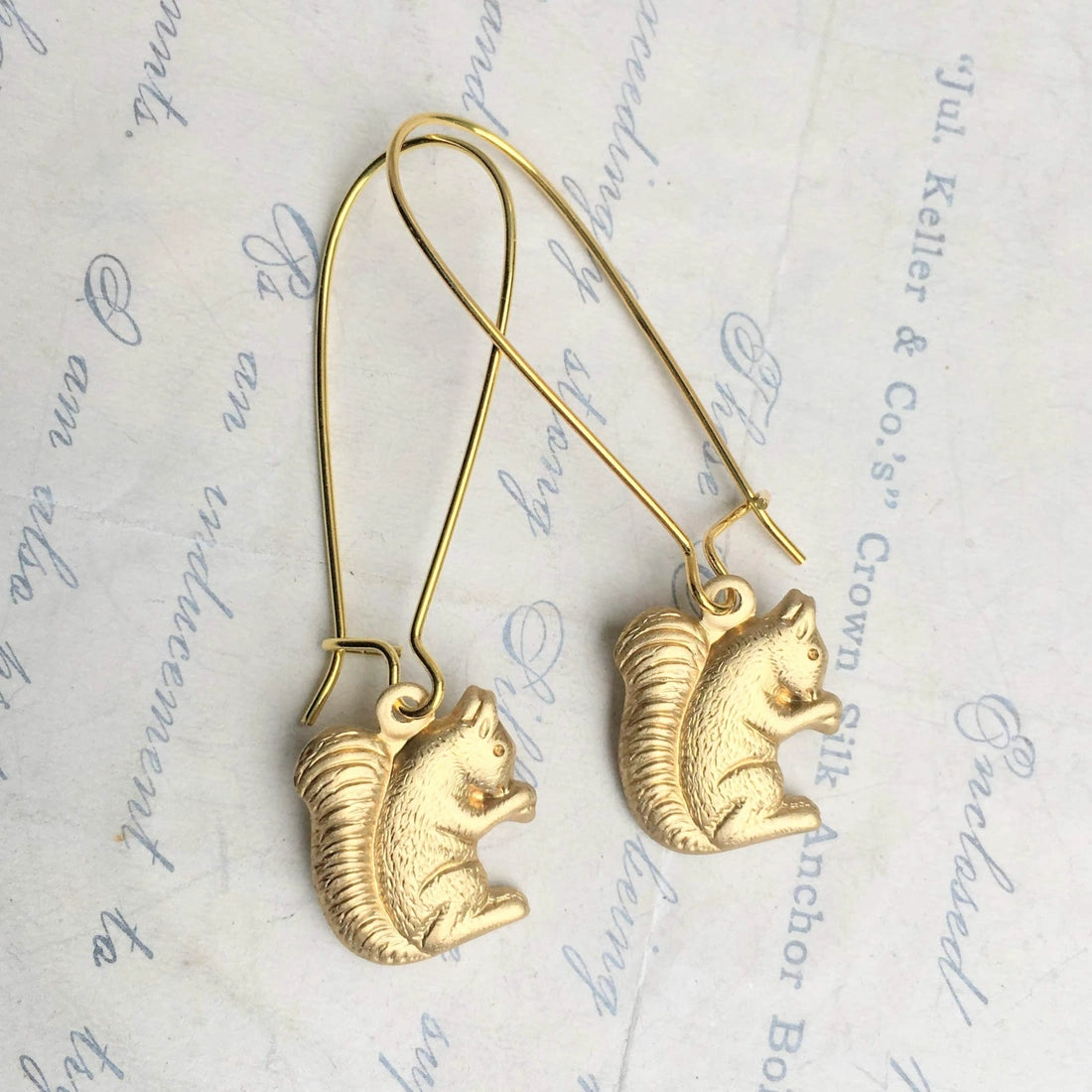 Gold Squirrel Earrings