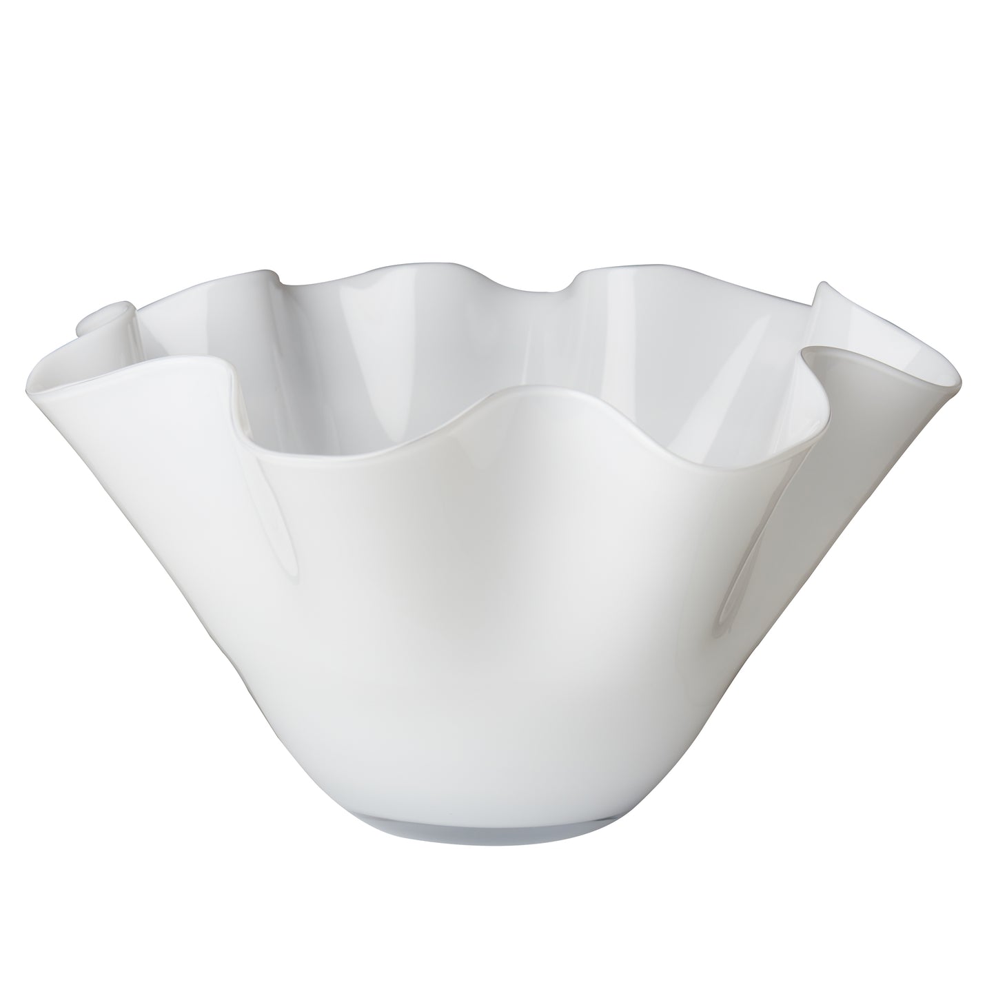 White Bowl with Wavy Top Ruffled