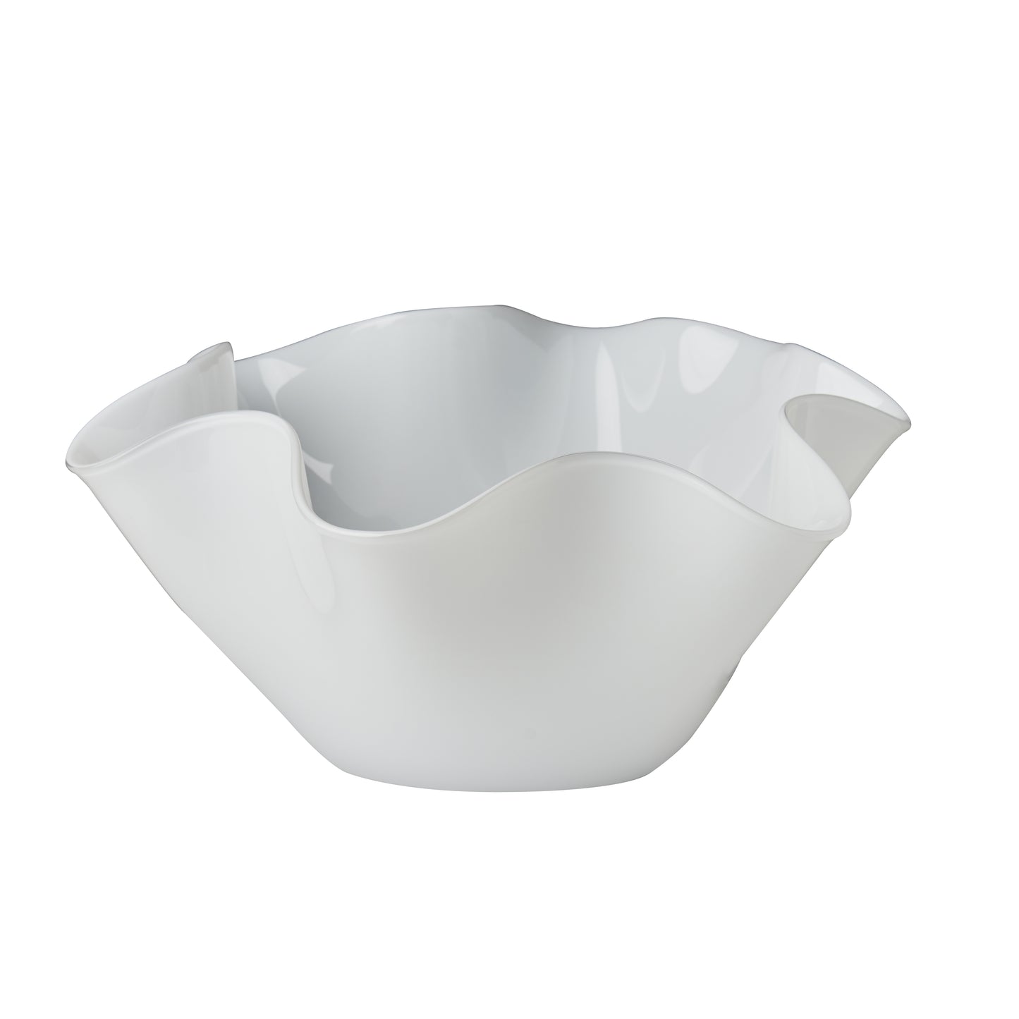 White Bowl with Wavy Top Ruffled