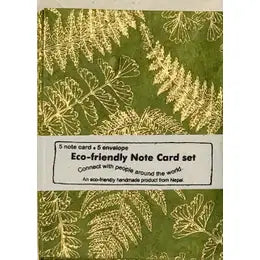 Green Background and Gold Fern Note Cards, Nepal