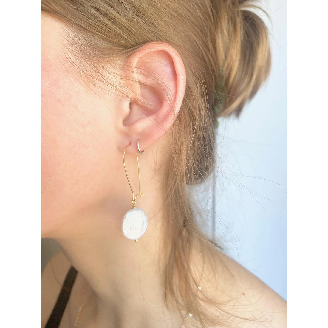 Big Coin Pearl Drop Earrings