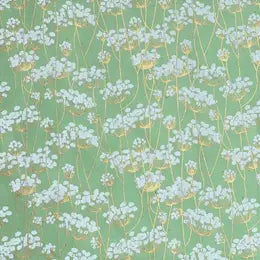 White Flowers on Green Paper