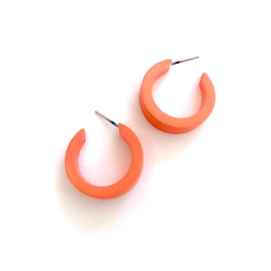 Orange, Coral Matte Velvet Tapered Mini Marilyn Hoop Earrings